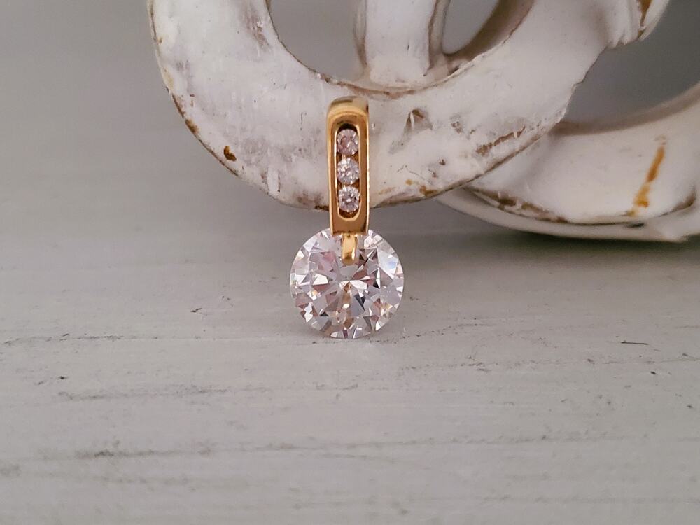 Vintage 14K Yellow Gold Cubic Zirconia Statement Drop Pendant